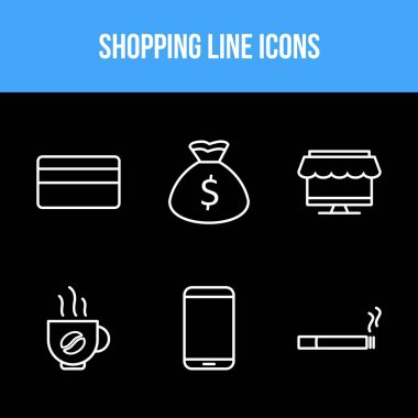 Altı eşsiz alışveriş çizgisi simgesinin simgesi