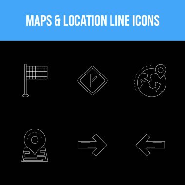 Güzel haritalar ve konum çizgisi simgeleri kümesi