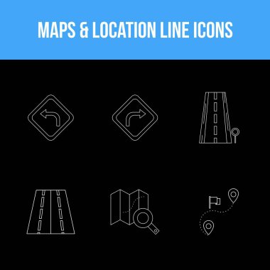 Güzel haritalar ve konum benzersiz satır simgesi seti