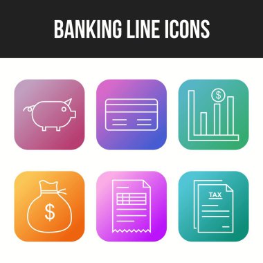 Bankacılık simgelerinin benzersiz satır vektörü simgesi