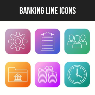 6 Güzel Bankacılık Çizgisi vektör simgesi
