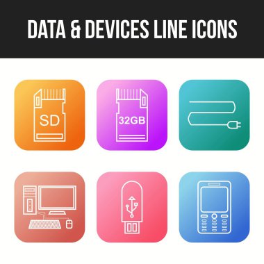 Eşsiz Veri ve aygıt vektör simgesi seti
