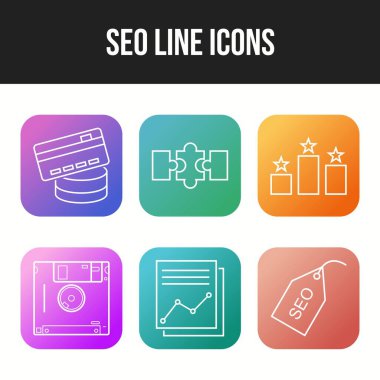 Bir kümede 6 Eşsiz vektör simgesi