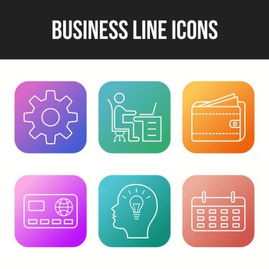 6 Eşsiz İş Satırı vektör simgesi belirlendi