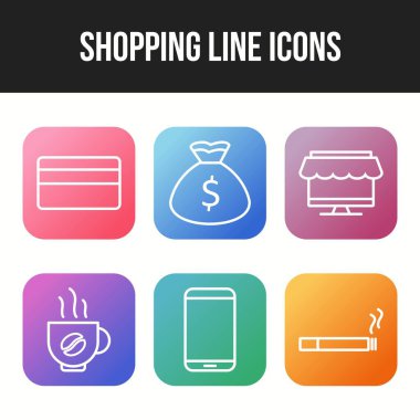 Altı eşsiz alışveriş çizgisi simgesinin simgesi