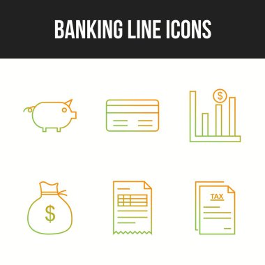 Bankacılık simgelerinin benzersiz satır vektörü simgesi