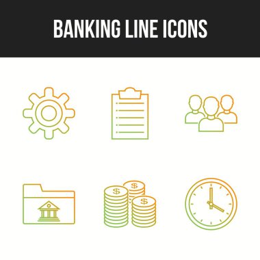 6 Güzel Bankacılık Çizgisi vektör simgesi