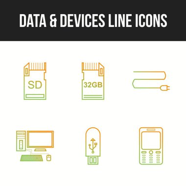 Eşsiz Veri ve aygıt vektör simgesi seti