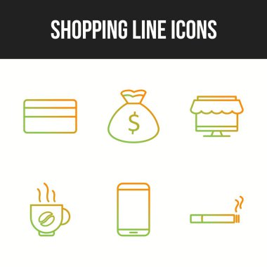 Altı eşsiz alışveriş çizgisi simgesinin simgesi