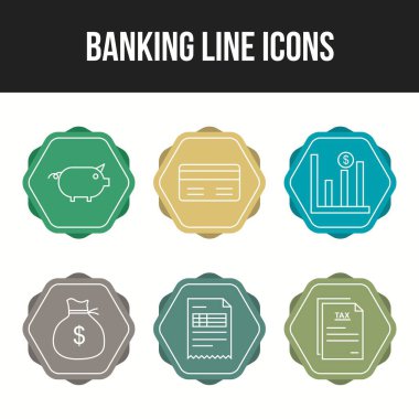 Bankacılık simgelerinin benzersiz satır vektörü simgesi