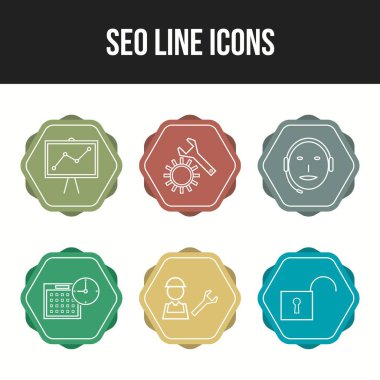 Bir kümede 6 Eşsiz vektör simgesi