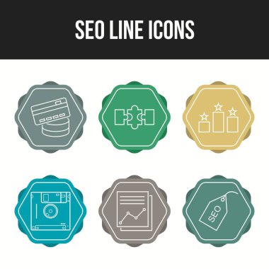 Bir kümede 6 Eşsiz vektör simgesi