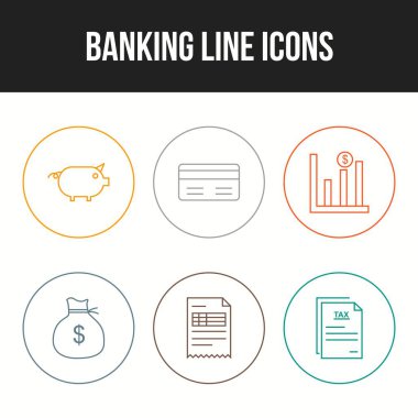 Bankacılık simgelerinin benzersiz satır vektörü simgesi