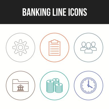 6 Güzel Bankacılık Çizgisi vektör simgesi