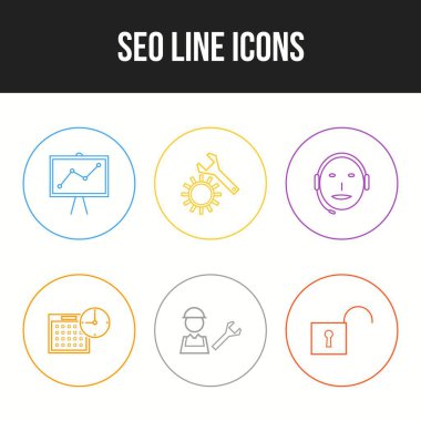 Bir kümede 6 Eşsiz vektör simgesi