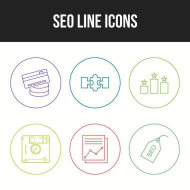 Bir kümede 6 Eşsiz vektör simgesi