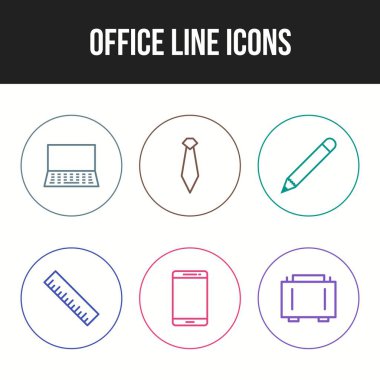 Ofis çizgisi vektör simgelerinin eşsiz simgesi