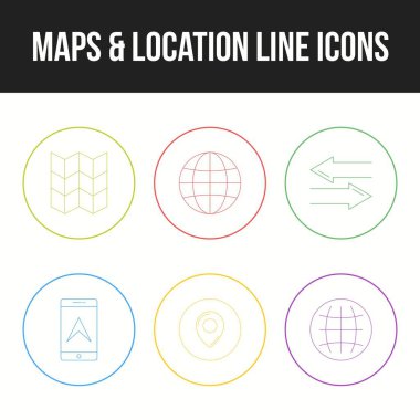 Eşsiz haritalar & konum 6 satır simgeleri