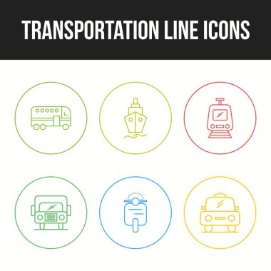 Güzel Ulaşım benzersiz satır 6 simgeleri ayarlandı