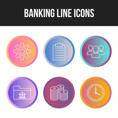 6 Güzel Bankacılık Çizgisi vektör simgesi