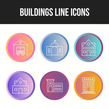 Eşsiz Bina ve simge vektör simgesi seti