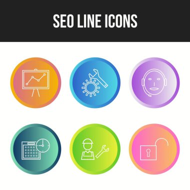 Bir kümede 6 Eşsiz vektör simgesi