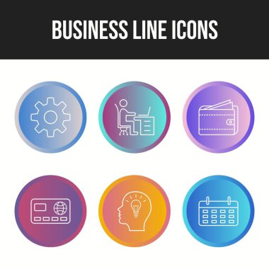 6 Eşsiz İş Satırı vektör simgesi belirlendi