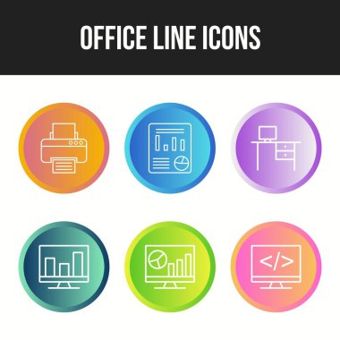 Bir kümede 6 Eşsiz vektör simgesi.