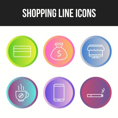 Altı eşsiz alışveriş çizgisi simgesinin simgesi