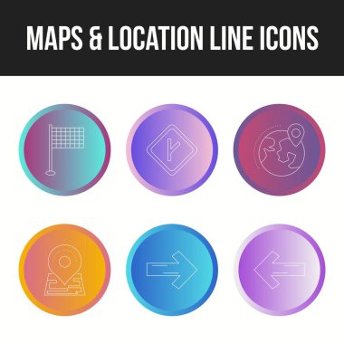 Güzel haritalar ve konum çizgisi simgeleri kümesi