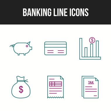 Bankacılık simgelerinin benzersiz satır vektörü simgesi