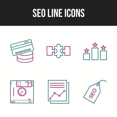 Bir kümede 6 Eşsiz vektör simgesi