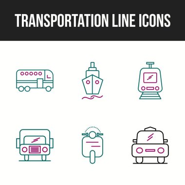 Güzel Ulaşım benzersiz satır 6 simgeleri ayarlandı