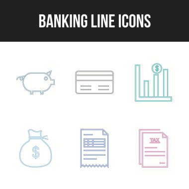 Bankacılık simgelerinin benzersiz satır vektörü simgesi