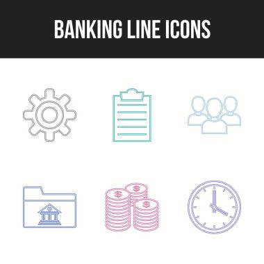 6 Güzel Bankacılık Çizgisi vektör simgesi