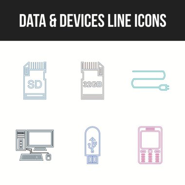 Eşsiz Veri ve aygıt vektör simgesi seti