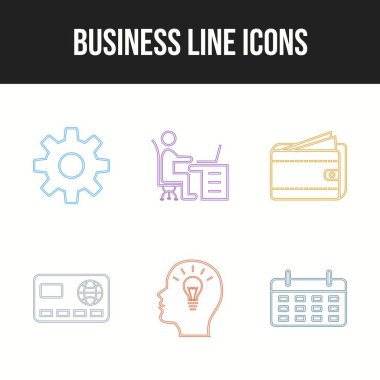 6 Eşsiz İş Satırı vektör simgesi belirlendi