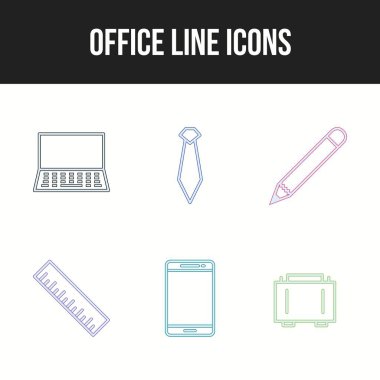 Ofis çizgisi vektör simgelerinin eşsiz simgesi