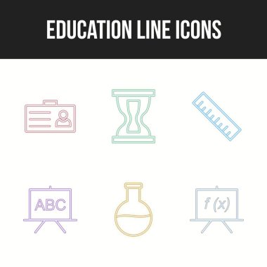 Güzel Altı Eğitim ve Okul Satırı Simgesi seti