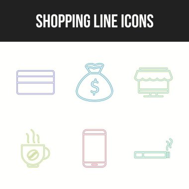 Altı eşsiz alışveriş çizgisi simgesinin simgesi