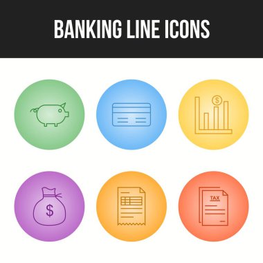 Bankacılık simgelerinin benzersiz satır vektörü simgesi