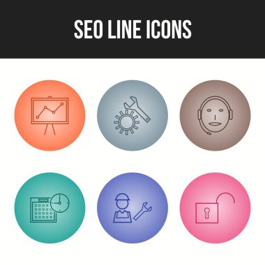 Bir kümede 6 Eşsiz vektör simgesi