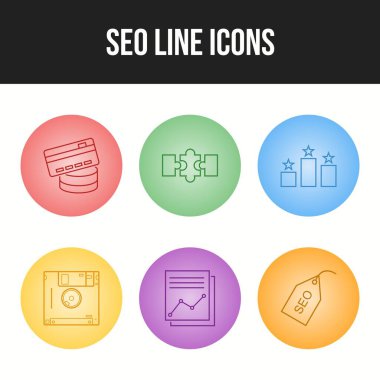 Bir kümede 6 Eşsiz vektör simgesi