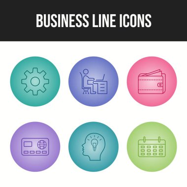 6 Eşsiz İş Satırı vektör simgesi belirlendi