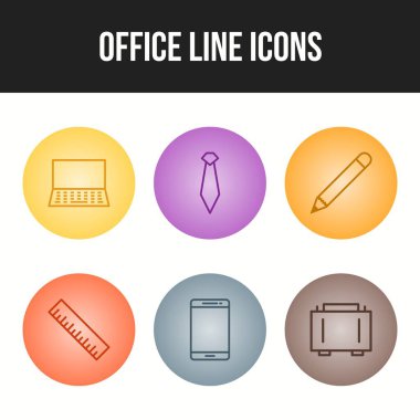 Ofis çizgisi vektör simgelerinin eşsiz simgesi