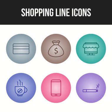 Altı eşsiz alışveriş çizgisi simgesinin simgesi