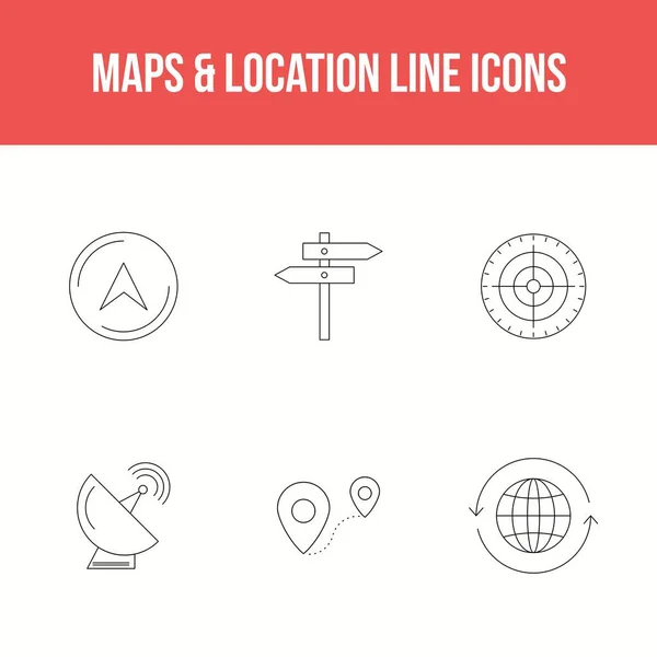 Beautifu Mapas Icono Línea Ubicación Conjunto — Vector de stock