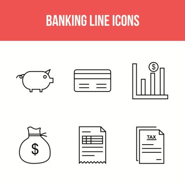 Bankacılık simgelerinin benzersiz satır vektörü simgesi