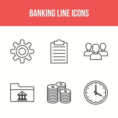 6 Güzel Bankacılık Çizgisi vektör simgesi