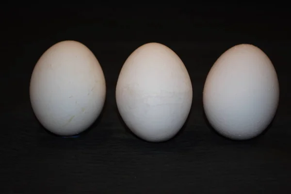 Chicken Eggs Black Background — Stock Photo, Image